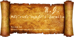 Márványkői Jarmila névjegykártya